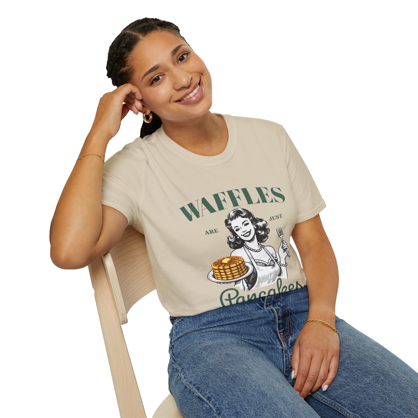 Waffles Are Just Pancakes T-Shirt - Unisex Adult T-shirt
