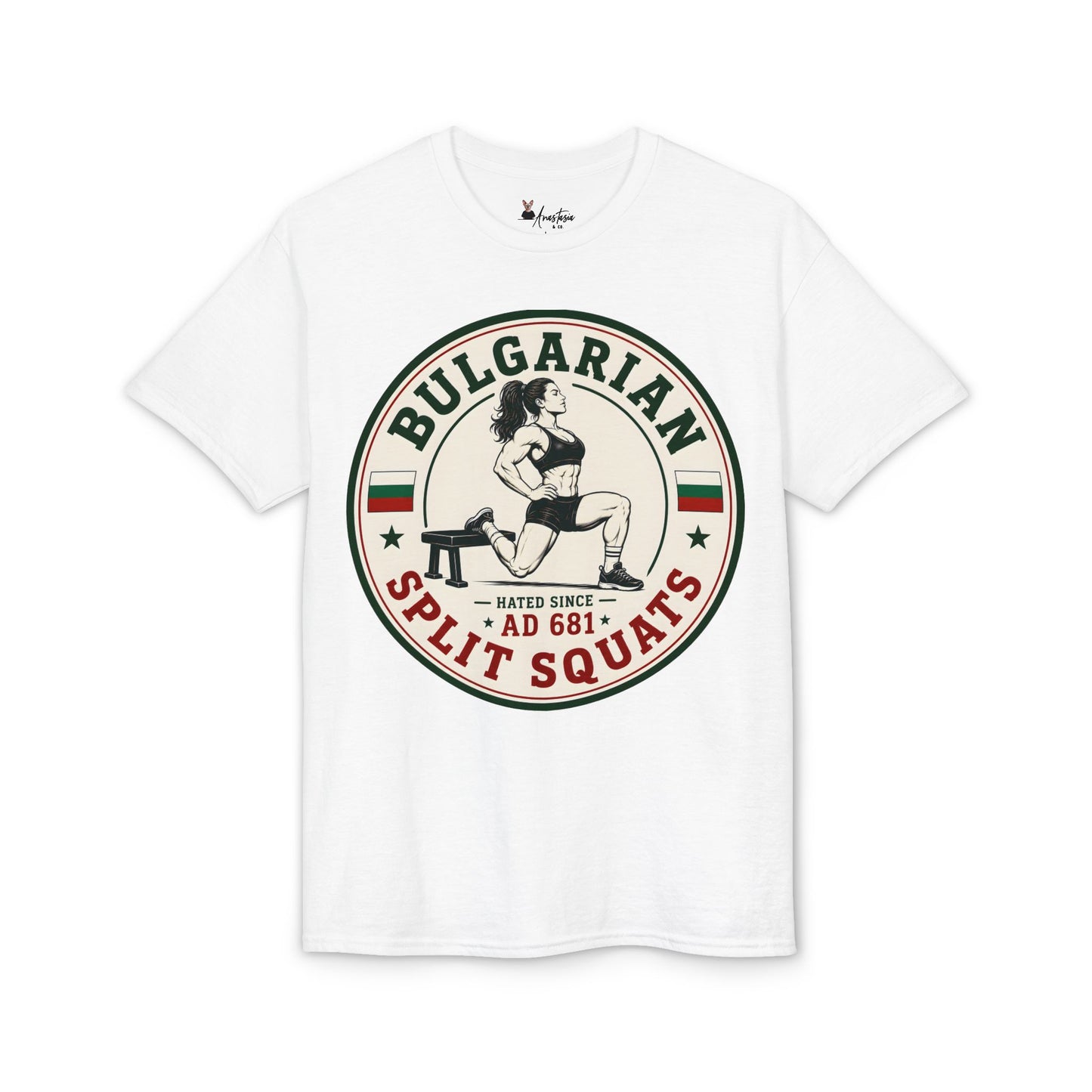 Bulgarian Split Squats (Female) - Athletic Gym T-Shirt