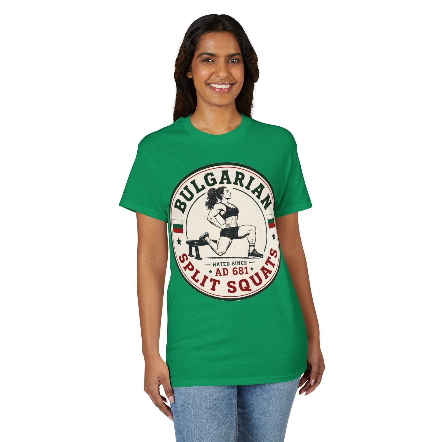 Bulgarian Split Squats (Female) - Athletic Gym T-Shirt
